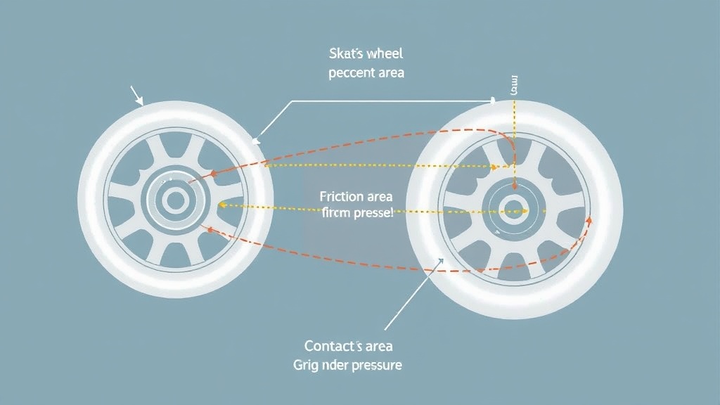 인라인 휠이 지면과 접촉하며 변형되는 물리적 마찰 구조도
