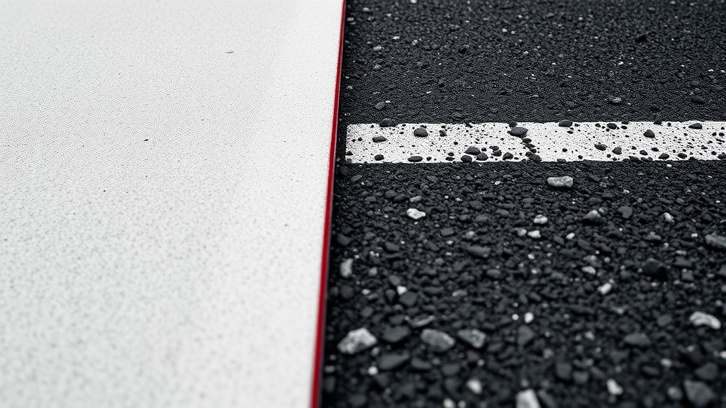 매끄러운 트랙과 거친 아스팔트 노면의 질감 비교 이미지