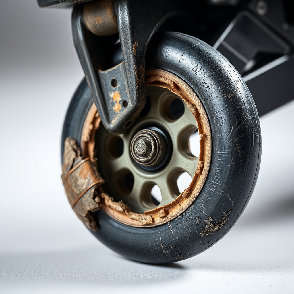 잘못된 노면 선택으로 인해 비정상적으로 마모된 인라인 휠의 단면